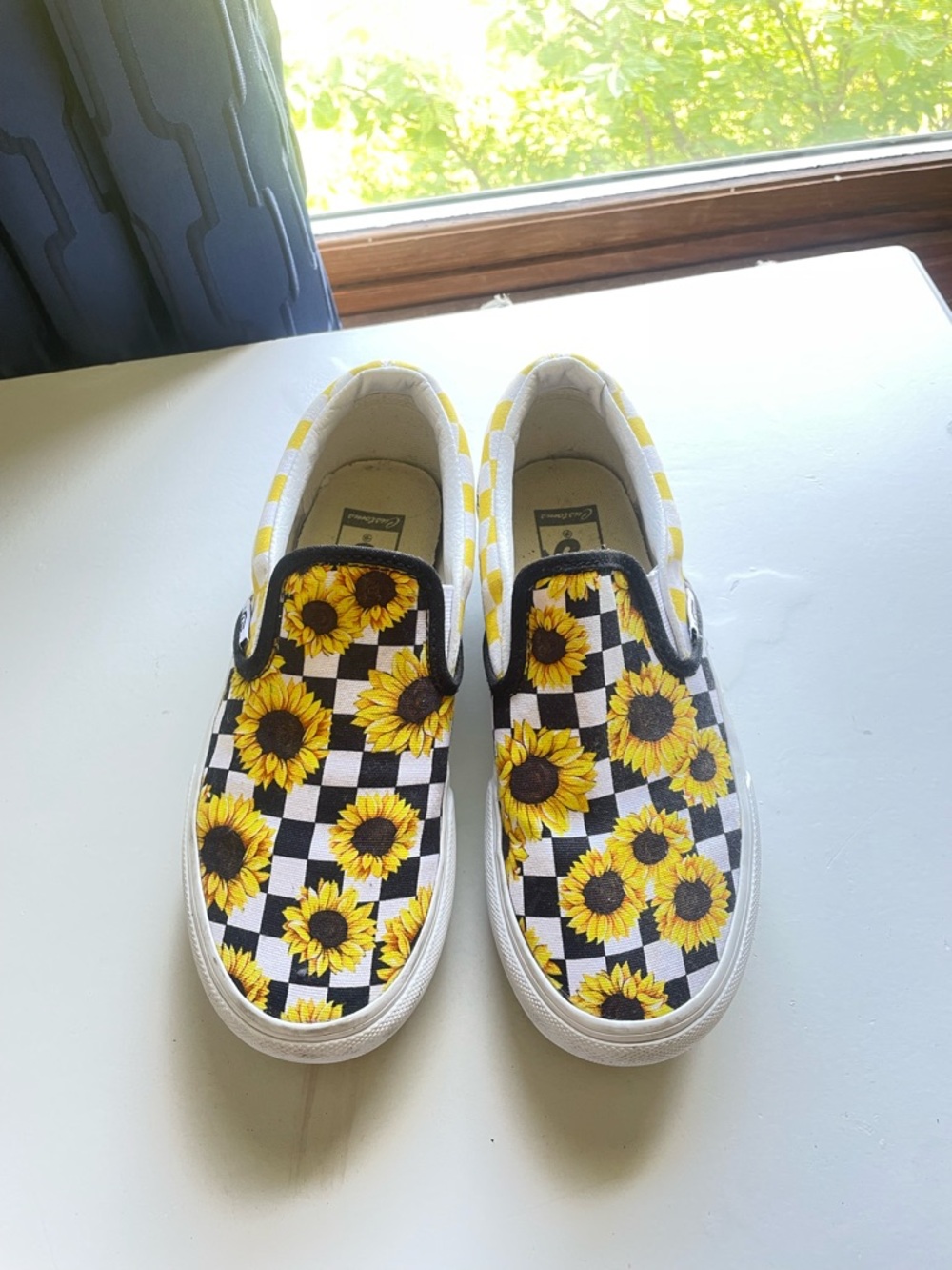 Platform Vans Sunflower Check Slip-On Sneakers - Yellow & Black - Picture 5 of 6